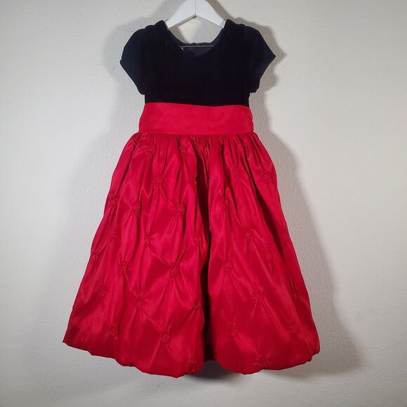 Cinderella Other - Cinderella Girl's Dress 5 Red Black Velvet Bubble Hem Holiday Party Formal